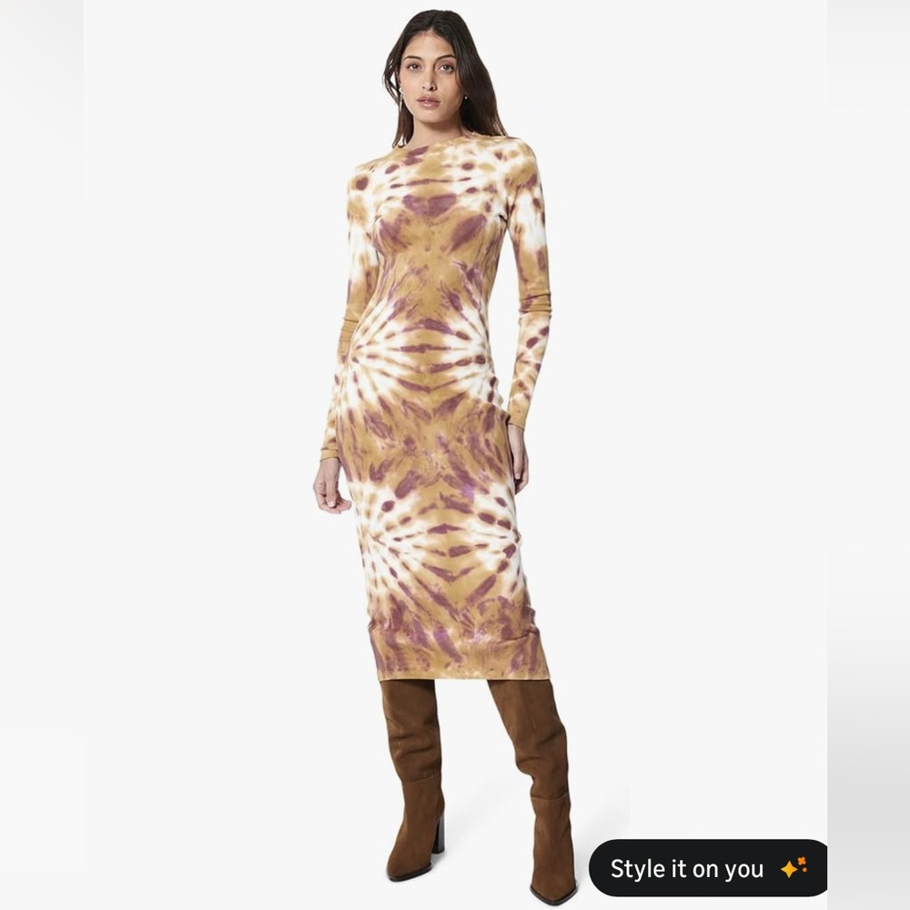 Elegant Tie-Dye Long Sleeve Dress